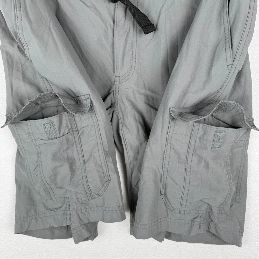 Eddie Bauer Mens XL Gray Nylon Cargo‎ Hiking Shorts Belted Lightweight Utility